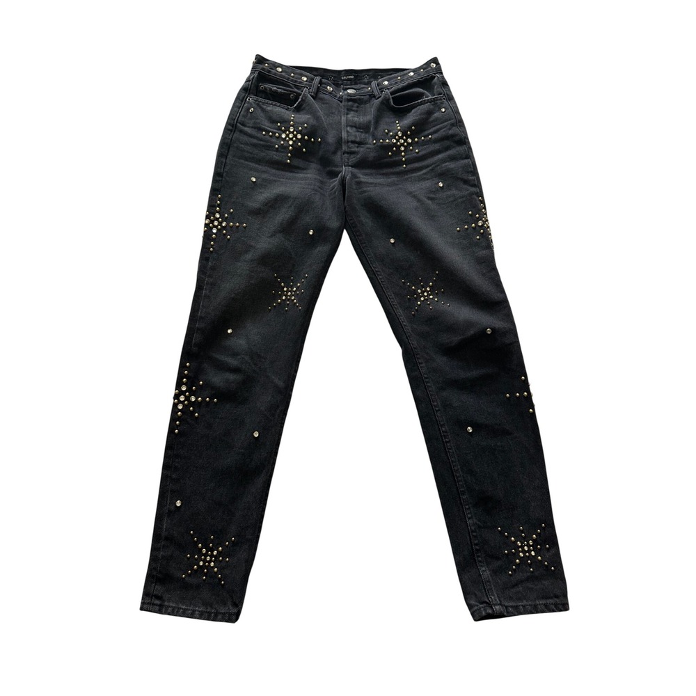 GRLFRND Karolina Highโ Rise Studded Crystal Starburst Jeans Black 27 GF4004472